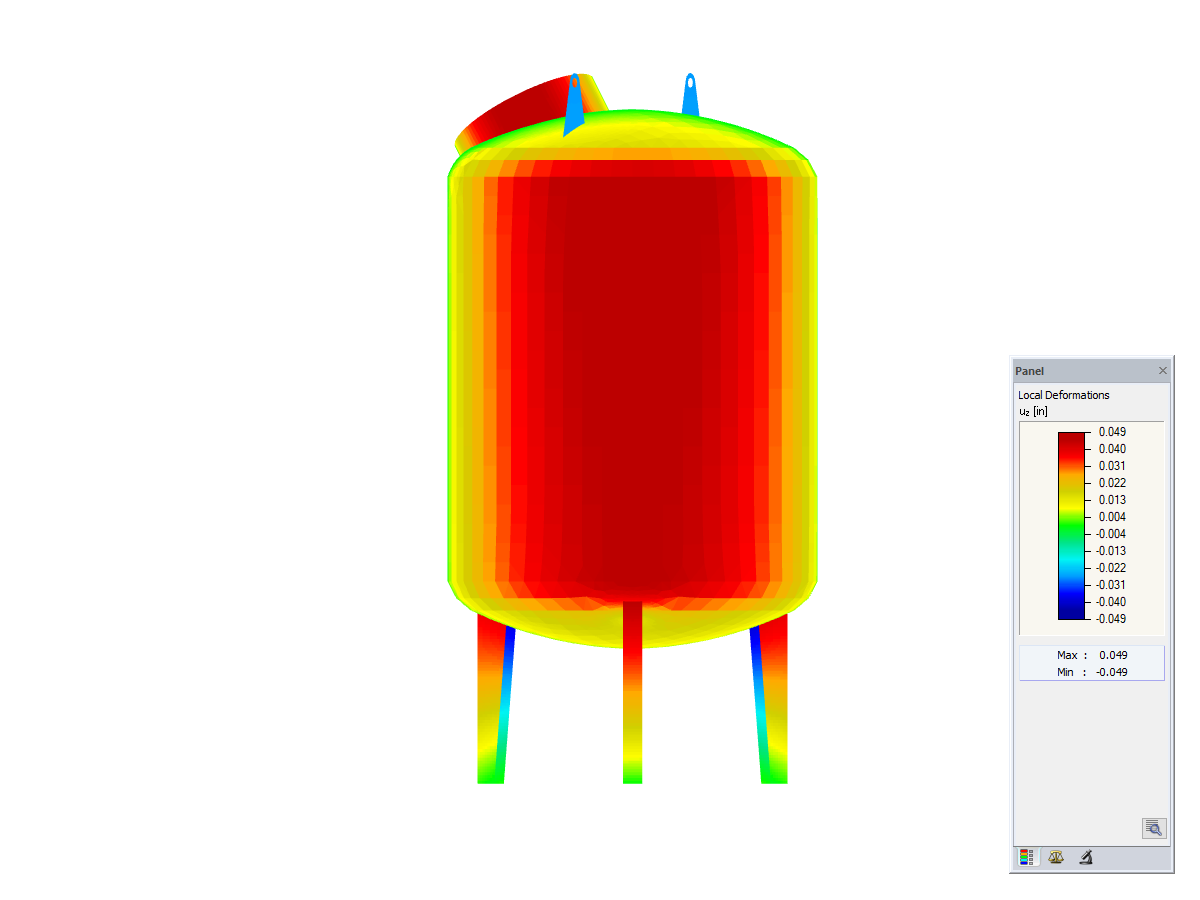 Steel Tank Stability, Ansicht in Richtung der X-Achse, Verformung