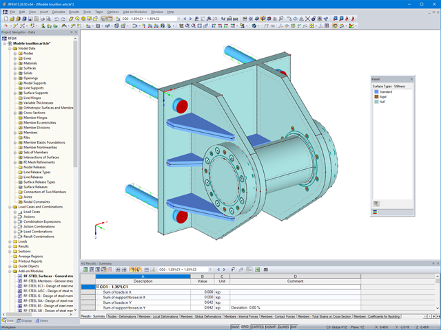 3D Trunnion Model with Solid Elements in RFEM (© AGICEA)