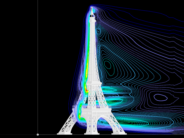 Eiffel Tower with Isolines