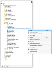 Shortcut Menu of Member Load
