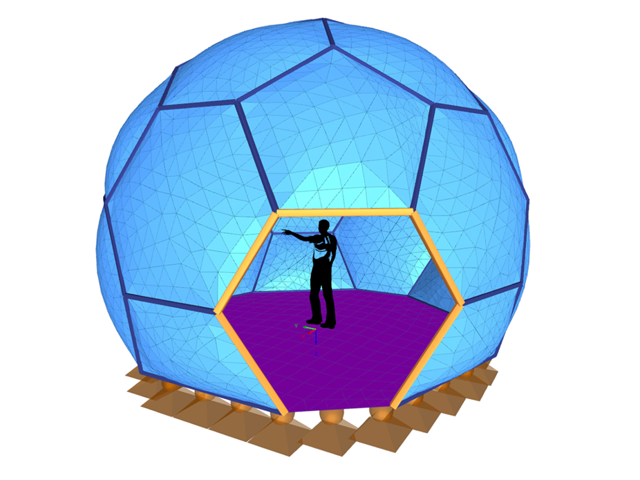 Soccer Ball-Shaped Enclosure with Pneumatic Cushions