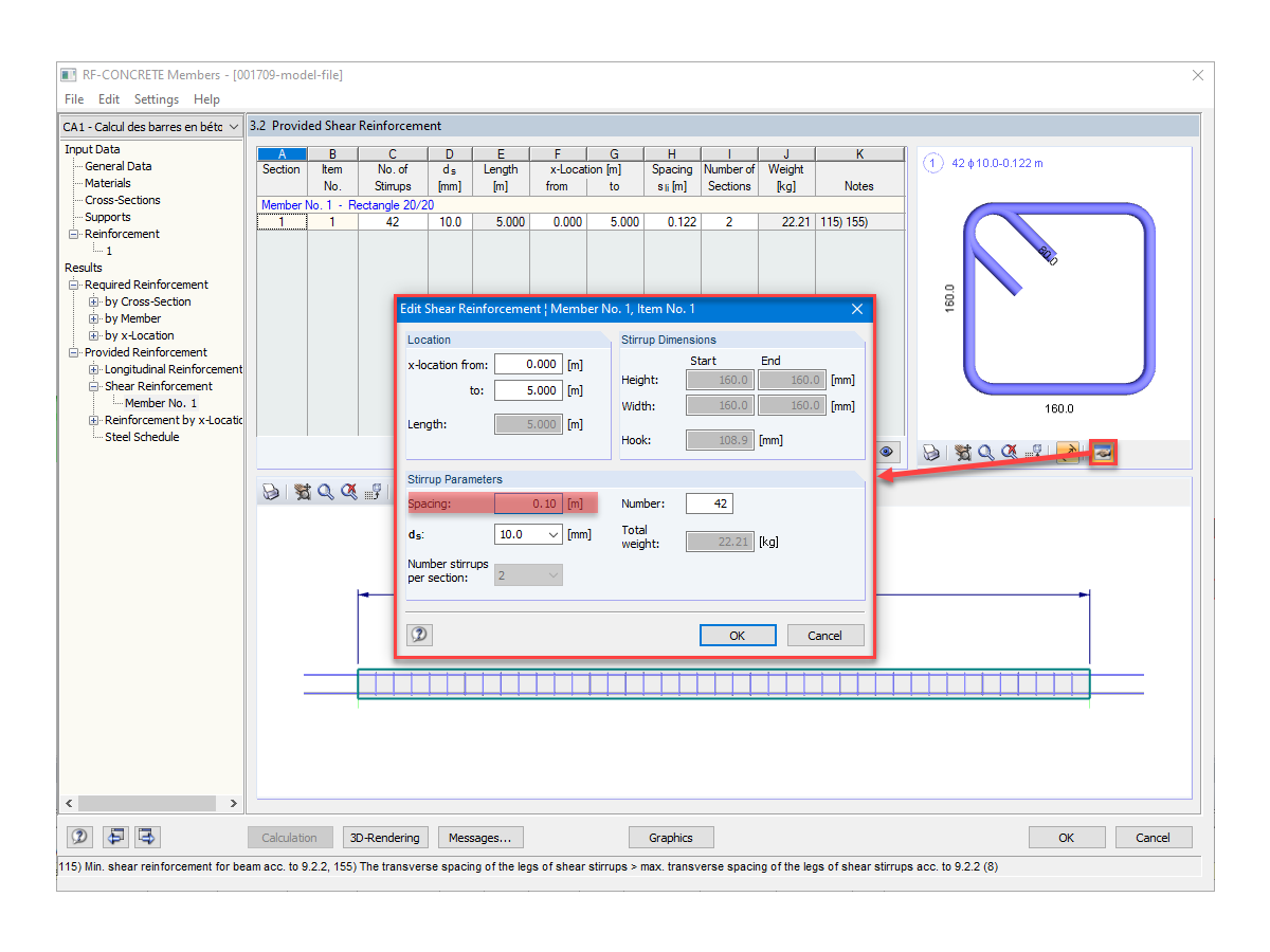 Modification of Stirrup Spacing