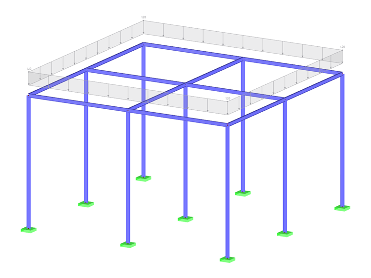 Steel Frame Structure with Surface Load