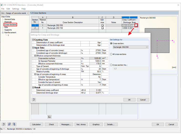 Shrinkage and Creeping Parameters