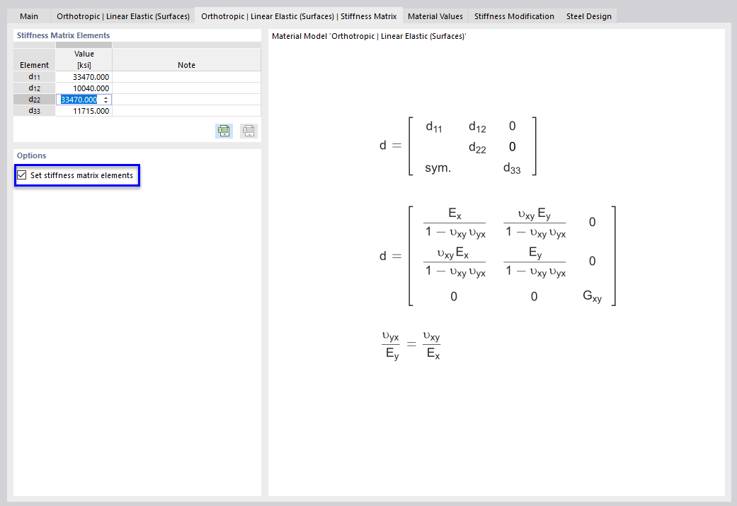 Defining Stiffness Matrix Elements