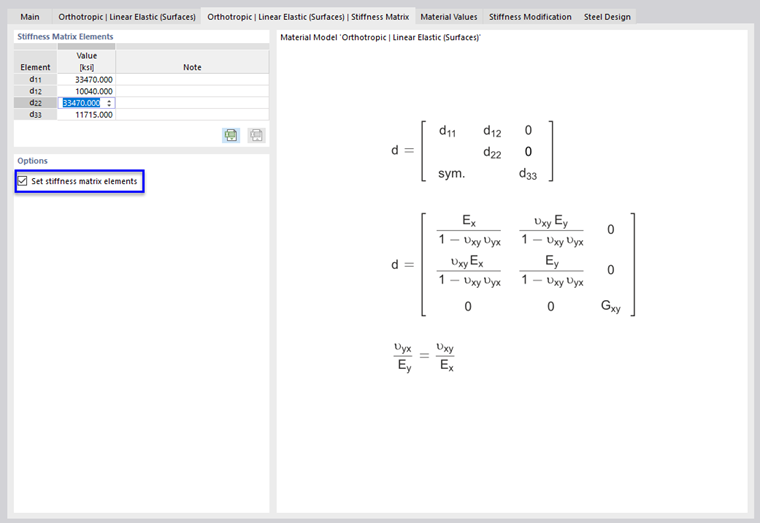 Defining Stiffness Matrix Elements