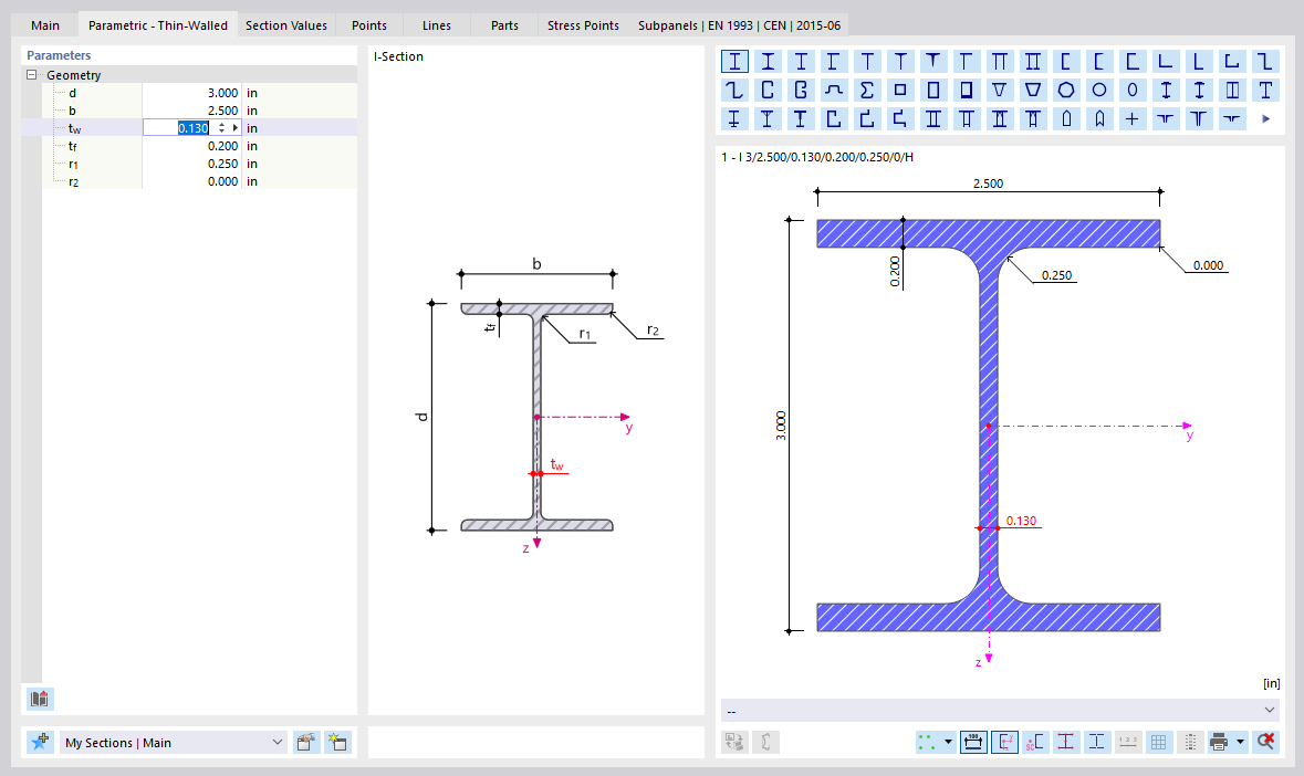 Defining Parametric Cross-Section