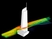 Wilshire Grand Center with Results from Wind Simulation