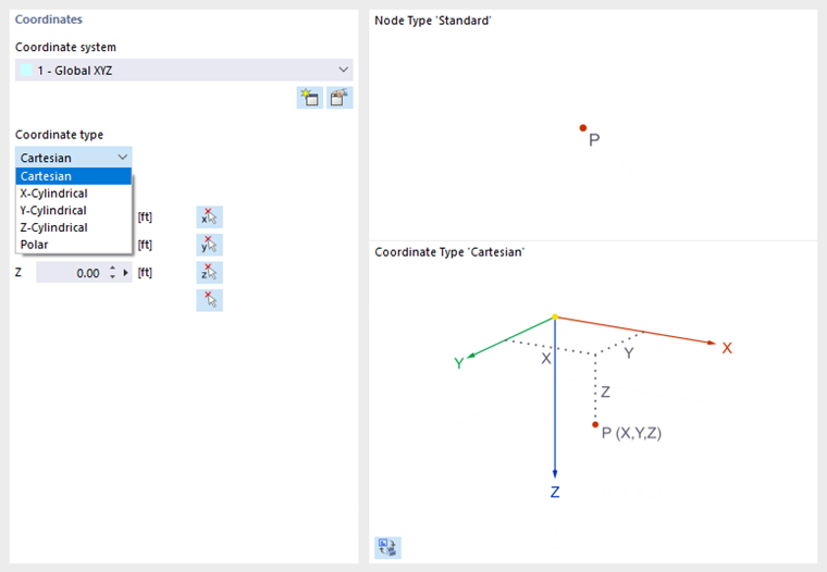 Selecting Coordinate Type