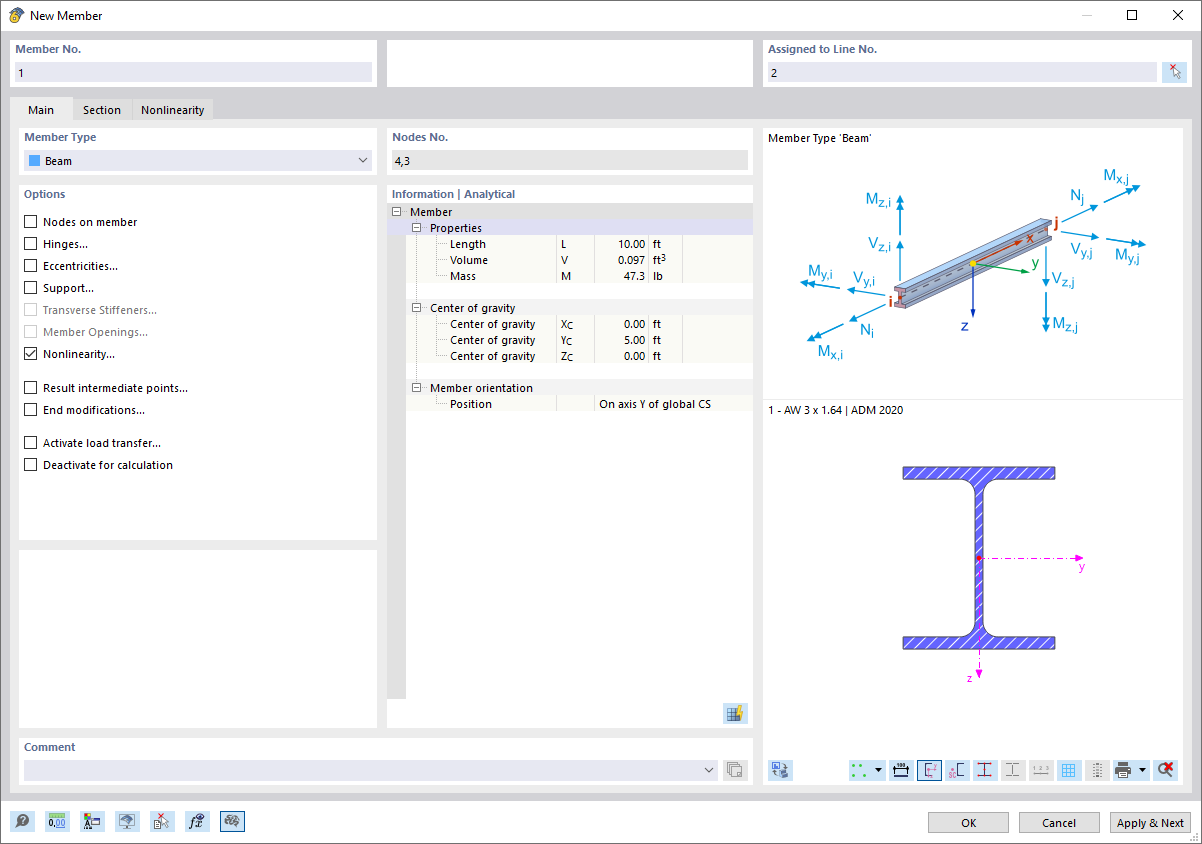 Dialog Box "New Member"