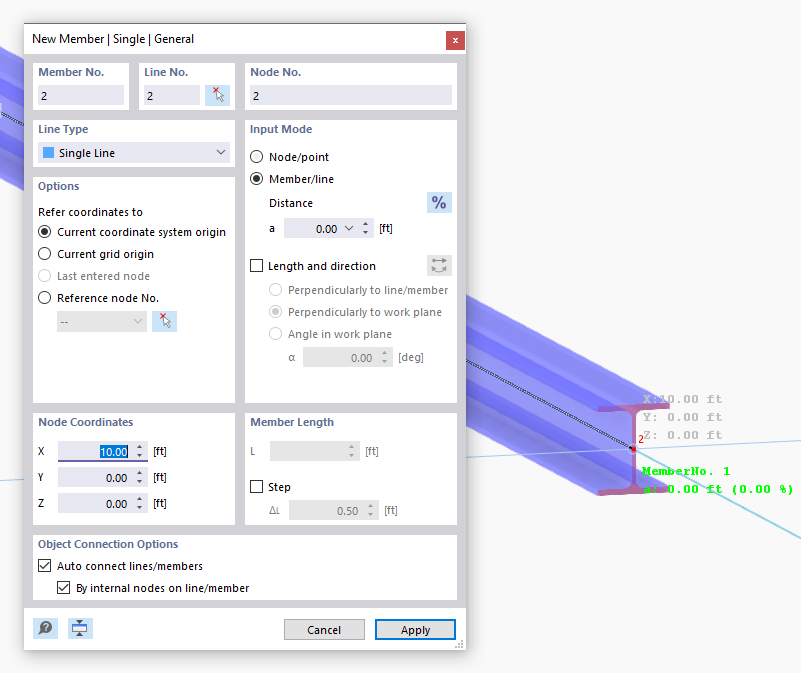 Setting Member Graphically at Distance