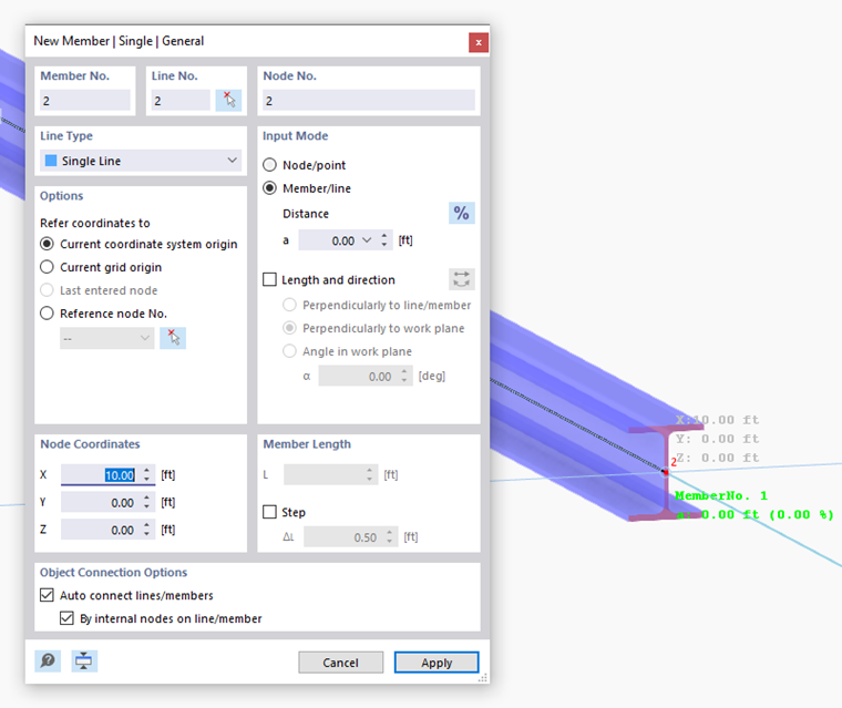 Setting Member Graphically at Distance