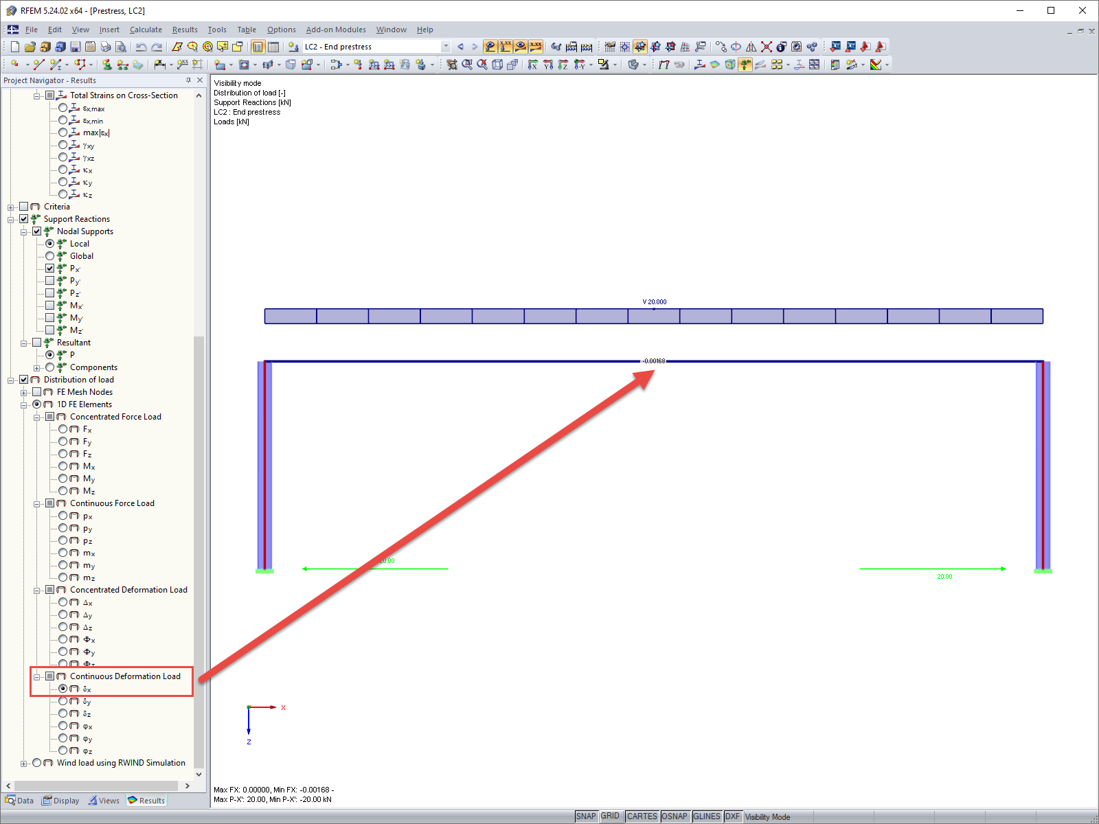 FAQ 005013 | Can I display the load that is iteratively applied to a member for the 'End Prestress' load type?