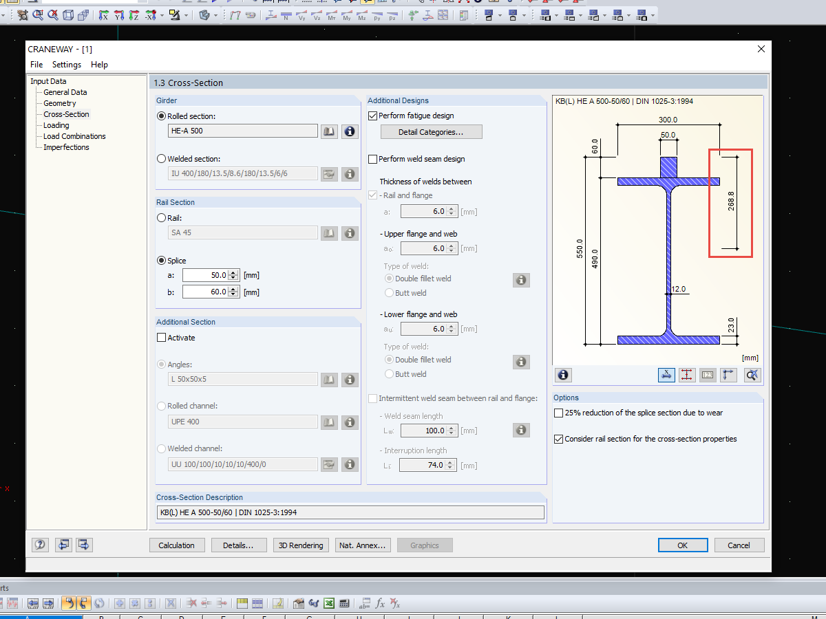 FAQ 005017 | Where can I find the determined support forces for the crane runway girder? At the bottom flange of the crane runway girder or in the shear center of the cross-section?
