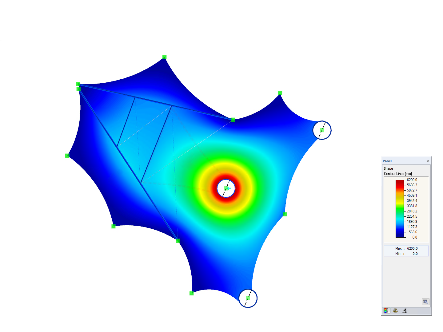Membrane Roof, Z-Axis Direction View, Deformation
