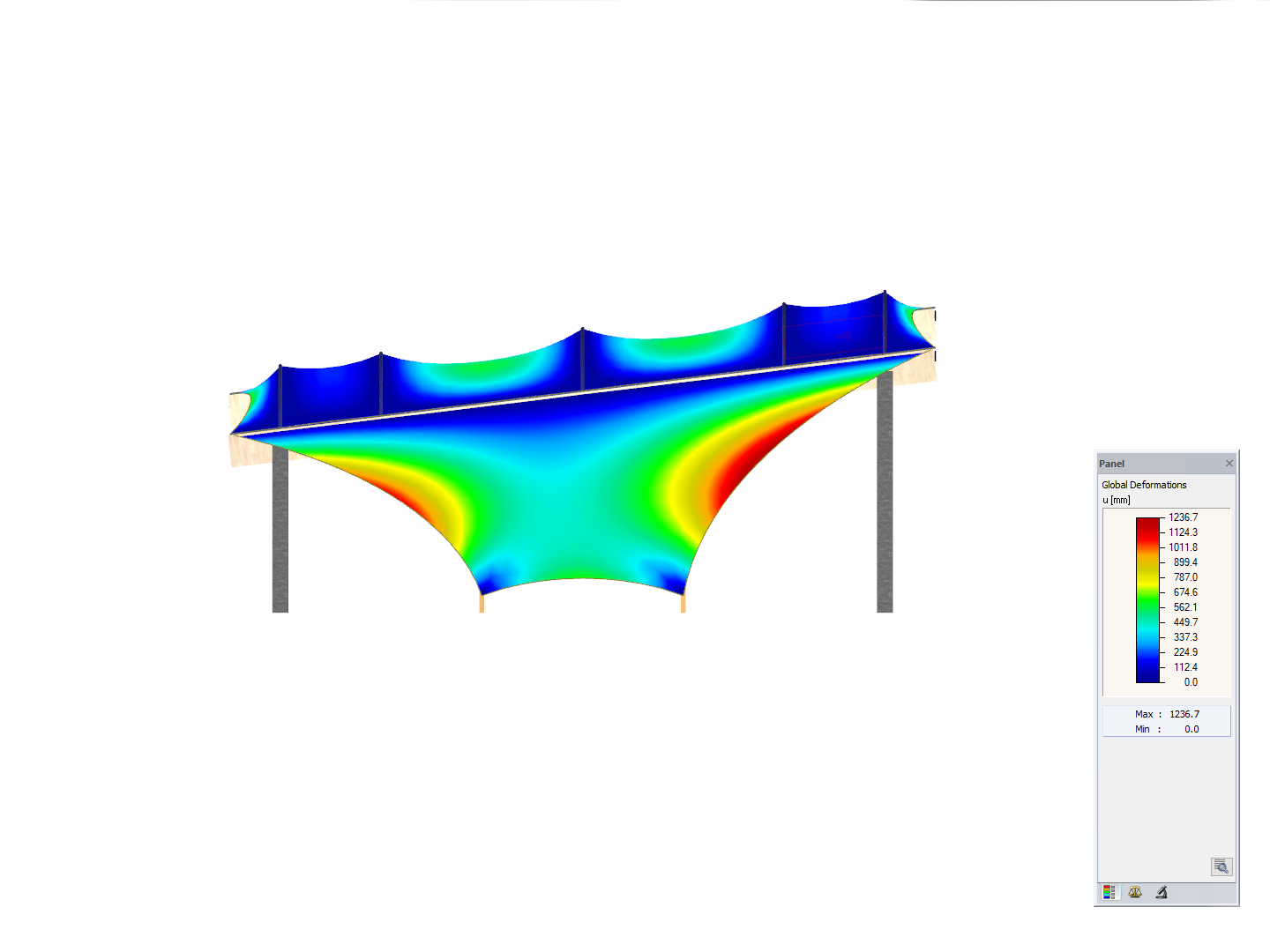 Hall with Membrane Roof, Y-Axis Direction View, Deformation