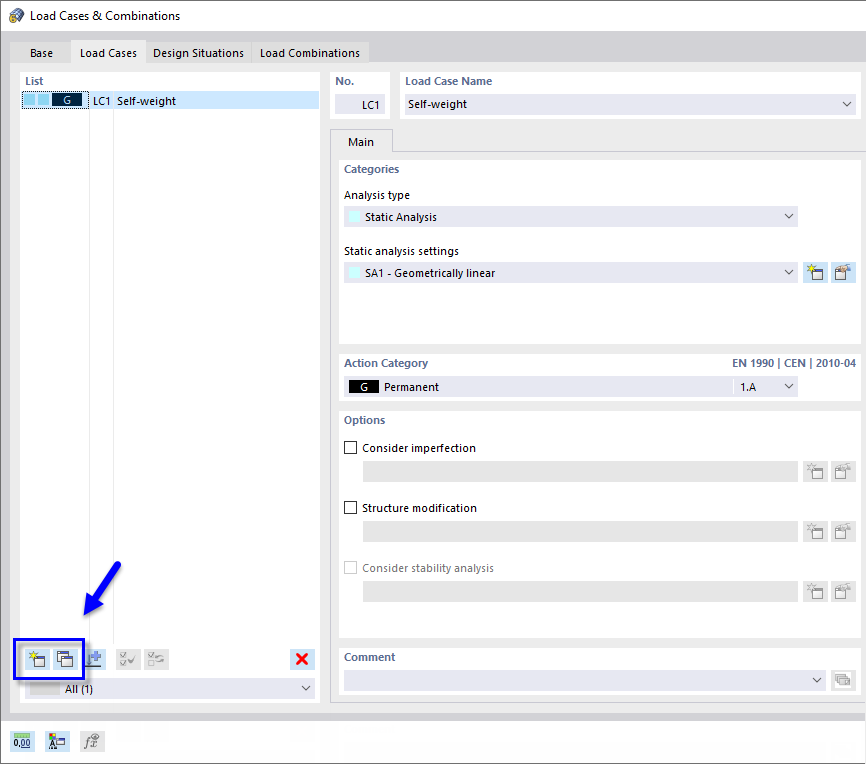 'New' and 'Copy' Buttons