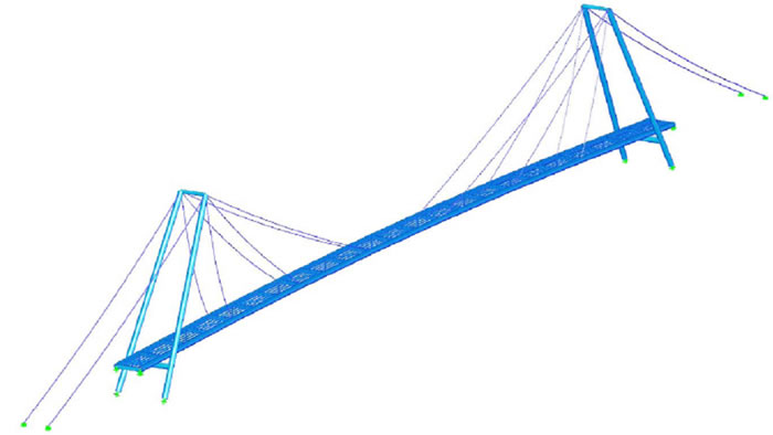 Cable-Stayed Footbridge over Reservoir in Luxembourg