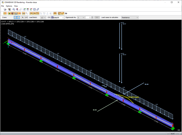 3D Rendering of Crane Runway with Loads