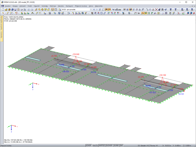 Moments on Downstand Beam of 2D Model of Ceiling Slab