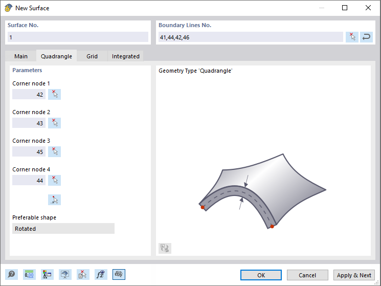 Defining Quadrangle Surface
