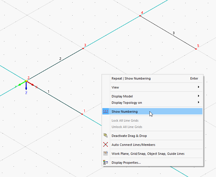 Displaying Numbering of Lines and Nodes