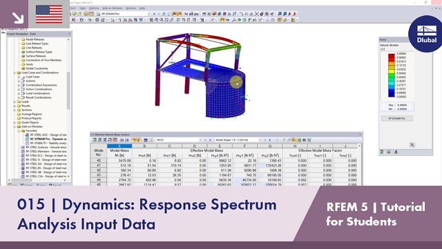RFEM 5 Tutorial for Students | 015 Dynamics: Response Spectrum Analysis | Input Data