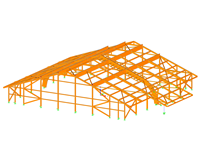Structural Model of Timber Frame Covering Two Tennis Courts