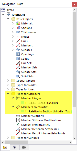 Items 'Types for Members' in Navigator