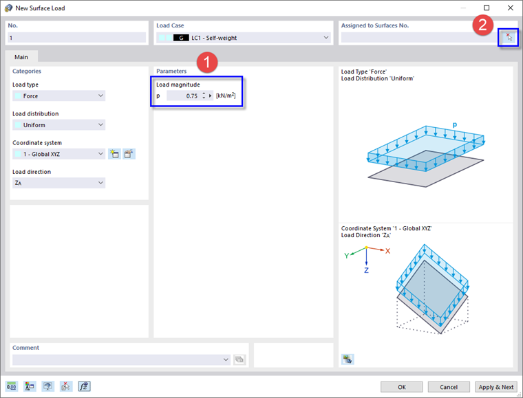 Dialog Box 'New Surface Load'