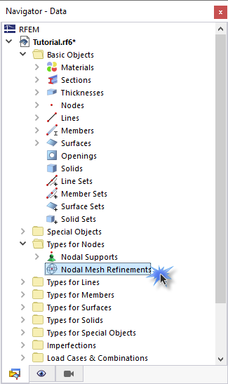 'Nodal Mesh Refinements' in Navigator