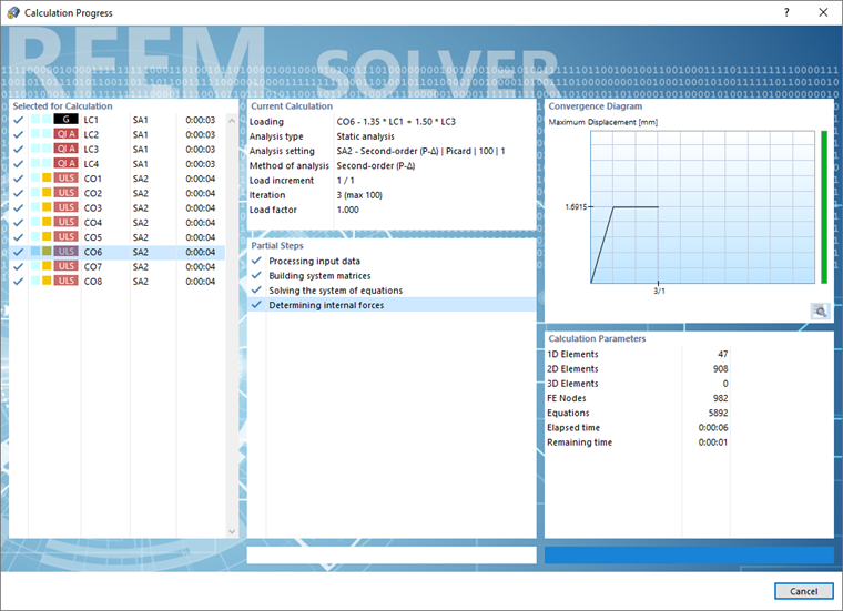 Calculation of Load Cases and Load Combinations