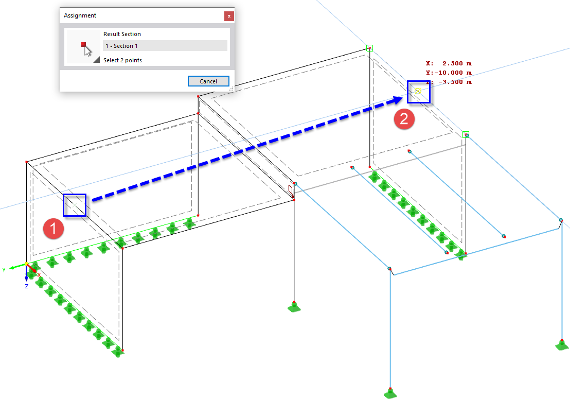 Selecting Two Points of Section Plane