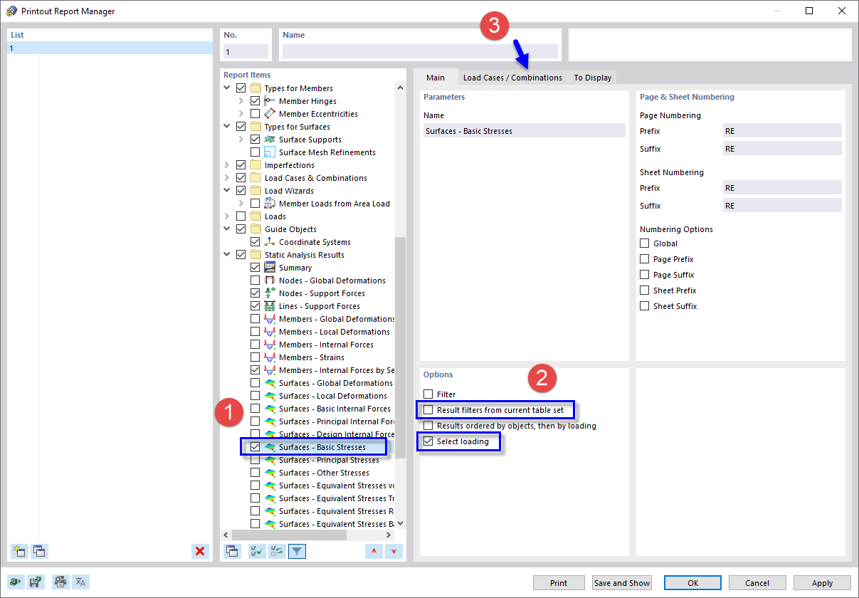 Selecting Data of Printout Report