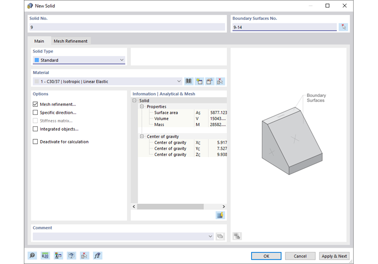 Dialog Box "New Solid"