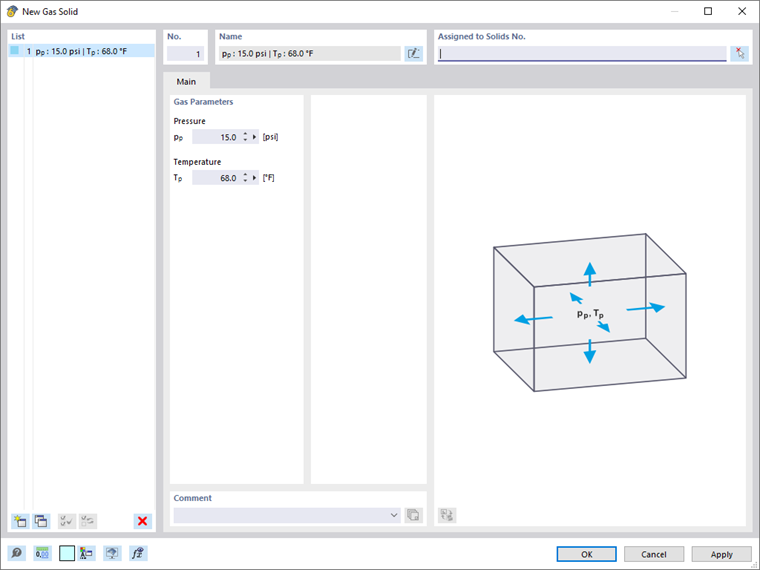 Dialog Box "New Gas Solid"