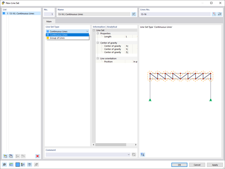 Dialog Box "New Line Set"