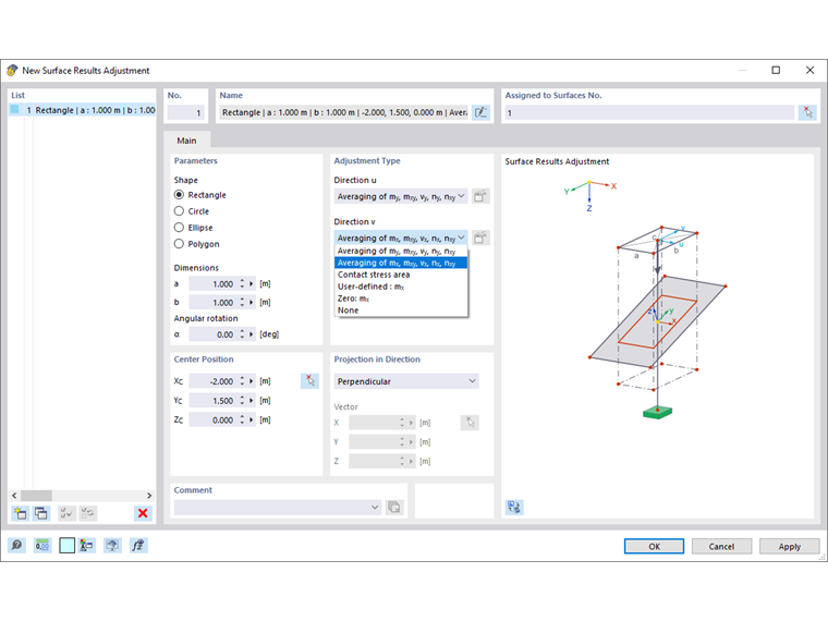 Dialog Box "New Surface Result Adjustment"