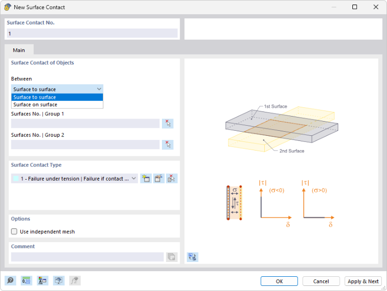Dialog Box "New Surface Contact"