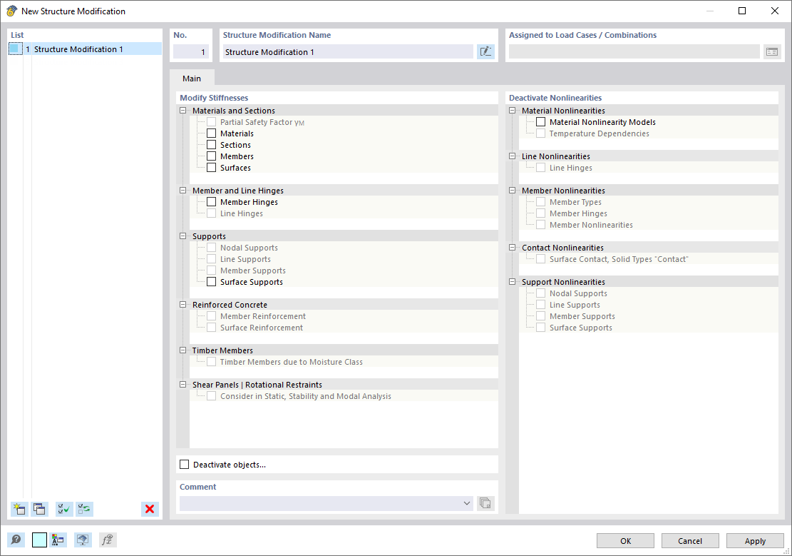 Dialog Box "New Structure Modification"