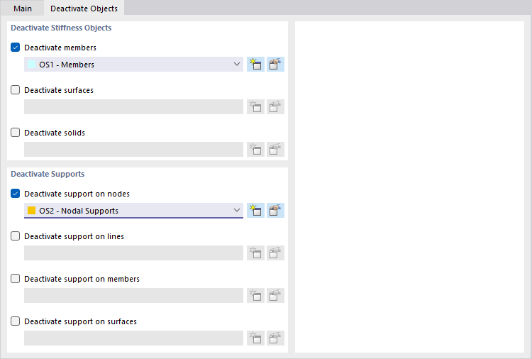 Deactivating Members and Nodal Supports