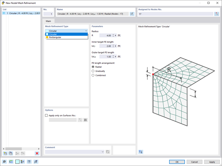 Dialog Box "New Nodal Mesh Refinement"