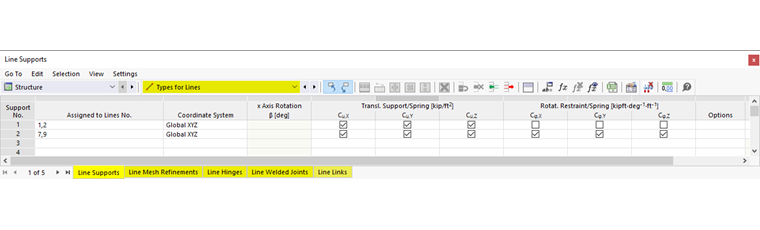 Types for Lines in Table