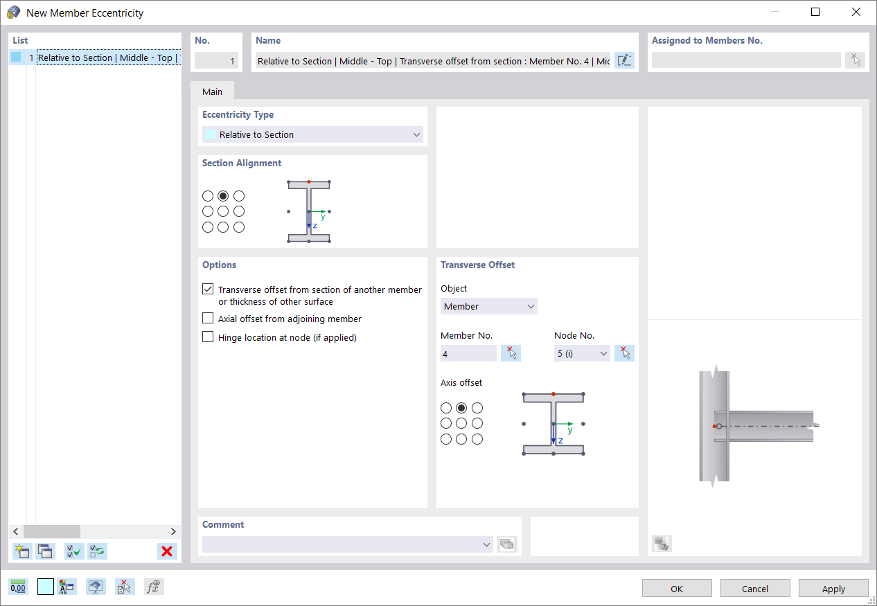 Dialog Box "New Member Eccentricity"