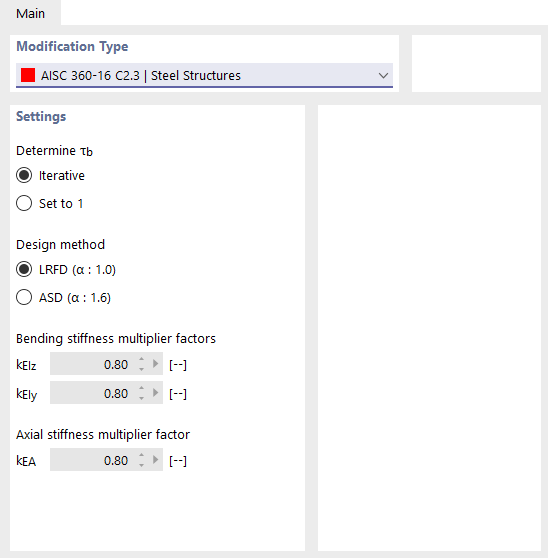 Settings for AISC