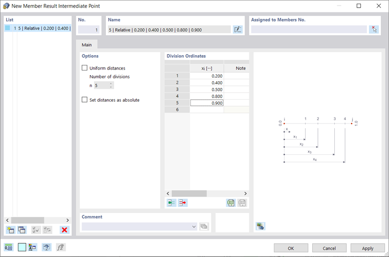 Dialog Box "New Member Result Intermediate Point"