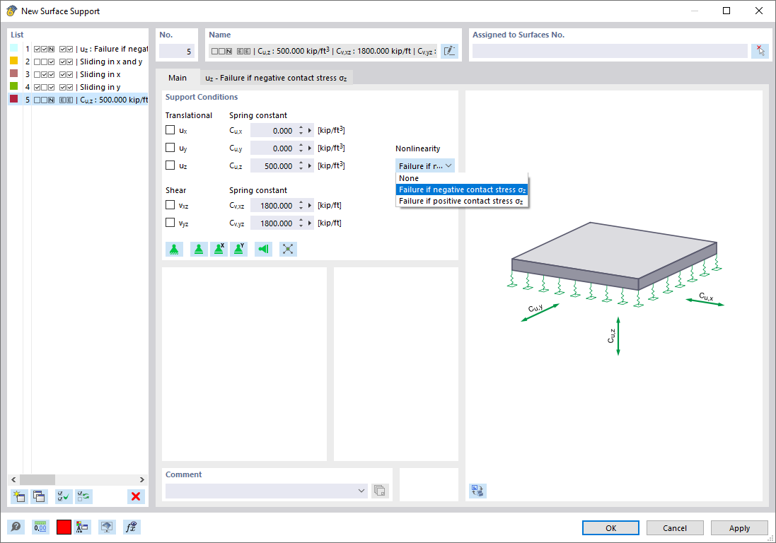 Dialog Box "New Surface Support"