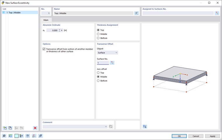 Dialog Box "New Surface Eccentricity"
