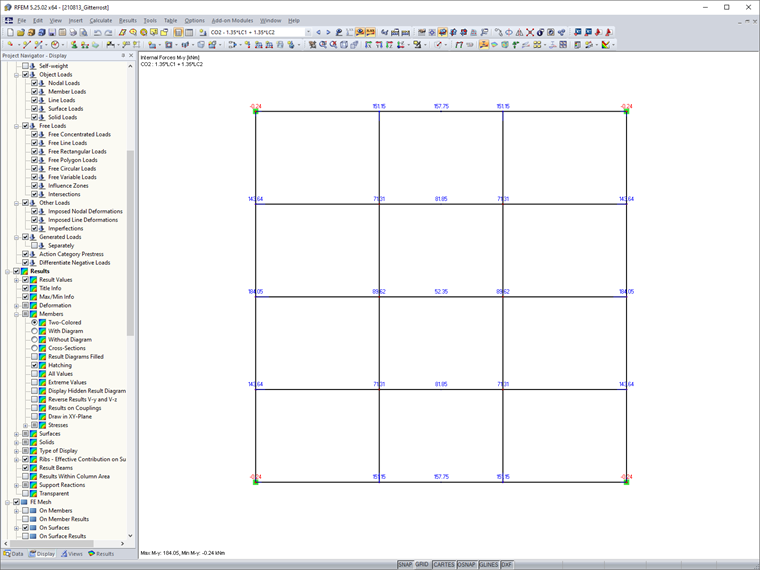 FAQ 005045 | I would like to evaluate the member results in the top view. Is it possible to get the results drawn in the XY plane?