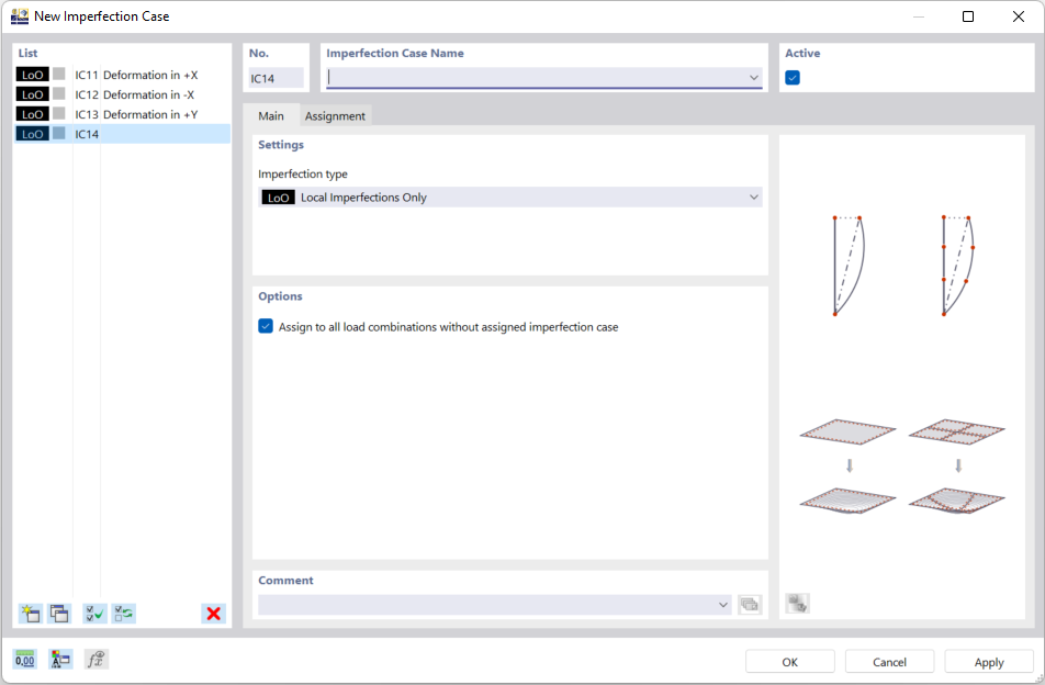 Dialog Box "New Imperfection Case"